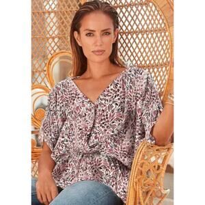 Lascana for Venus Women Blouson Floral Dolman Sleeve Blouse Size XL Multi NWT